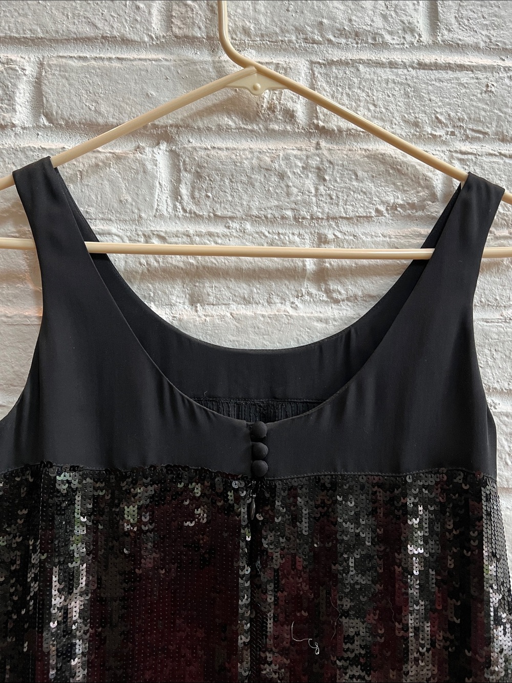 ANNA SUI Black Blue Sequin Pleats Mini Dress Flapper Scoop neck Sleeveless VTG - Picture 10 of 15